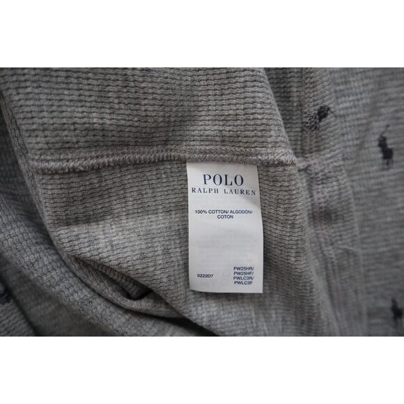Polo Ralph Lauren PW25HR Men's Sz L Gray Waffle Knit Crew Neck L/S Lounge Shirt - Picture 4 of 6